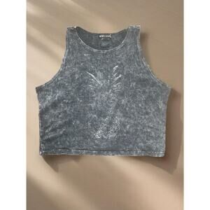Vintage Y2K Wet Seal Gunmetal Grey Cropped Tank Top 2000s Medium Pineapple